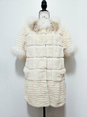 New Real Kopenhagen MINK Fur Coat Jacket Blazer Cream White Ivory Raccoon No Fox